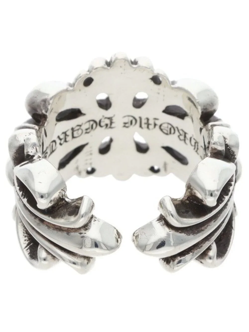 Chrome Hearts Dbl Flrl Crs Double Floral Cross Silver Ring